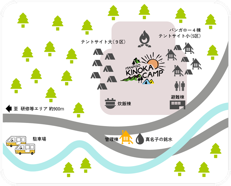 木の香キャンプ施設MAP